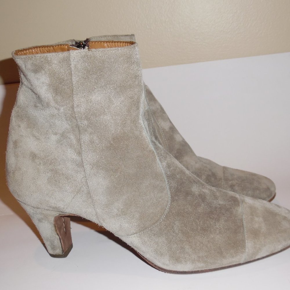 LaboratoriGarbo Beige Suede Ankle Booties Shoes 10 - Picture 6 of 13